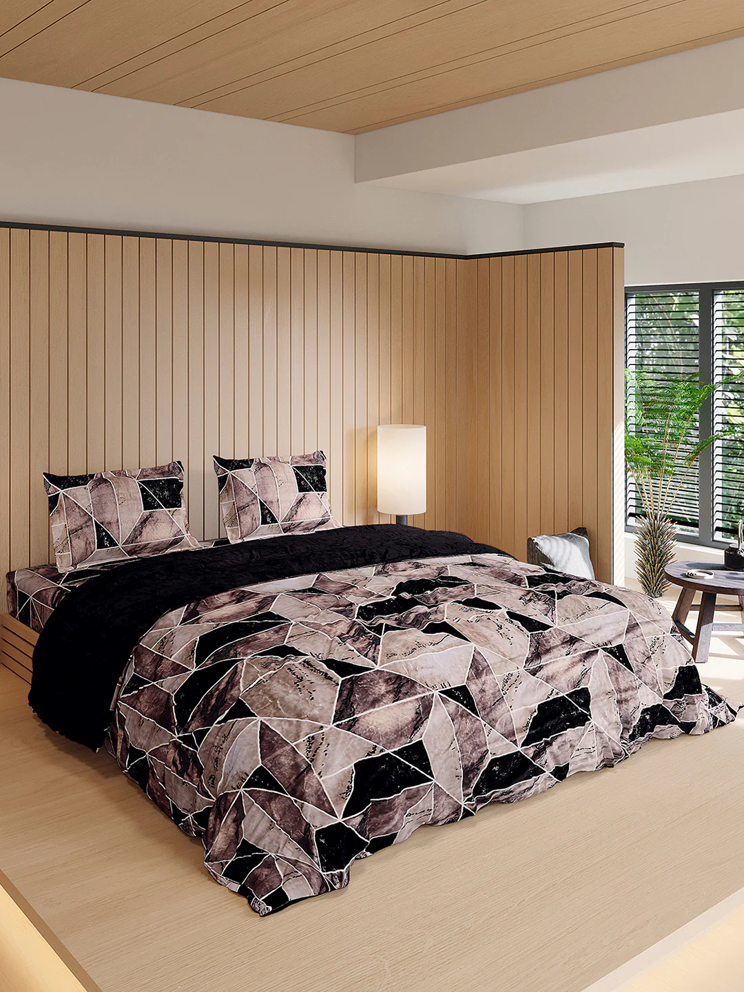 904 GSM Polyester Double Bed 1 Bedsheet, 1 Duvet Cover & 2 Pillow Cover (Meteor 4 Pcs Set) - Image 4