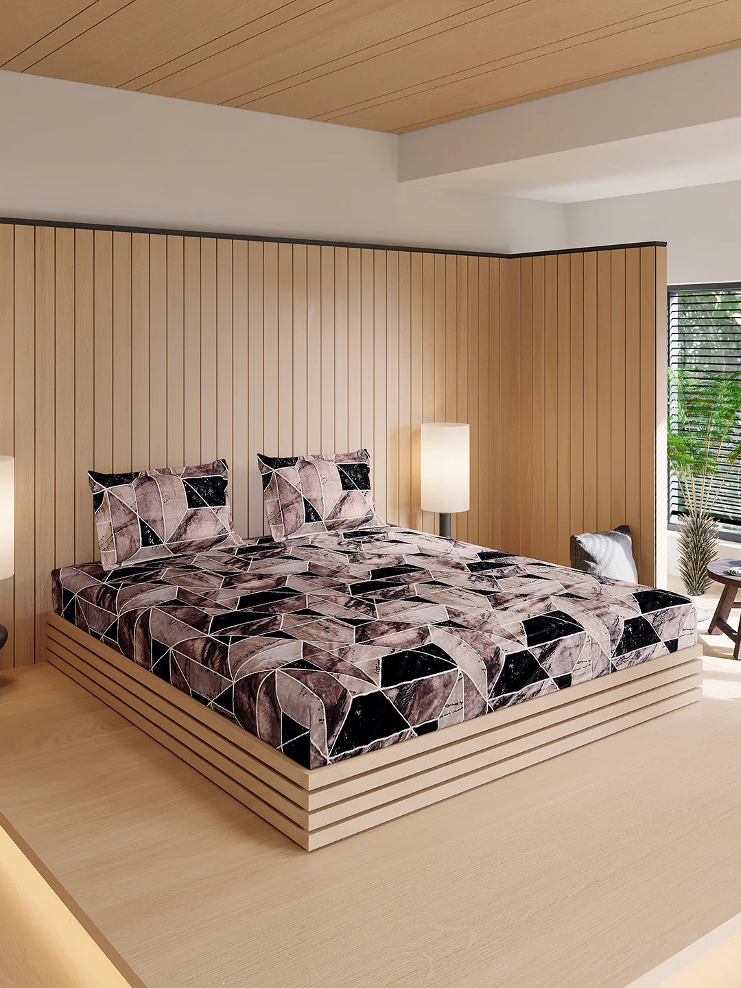 904 GSM Polyester Double Bed 1 Bedsheet, 1 Duvet Cover & 2 Pillow Cover (Meteor 4 Pcs Set) - Image 7