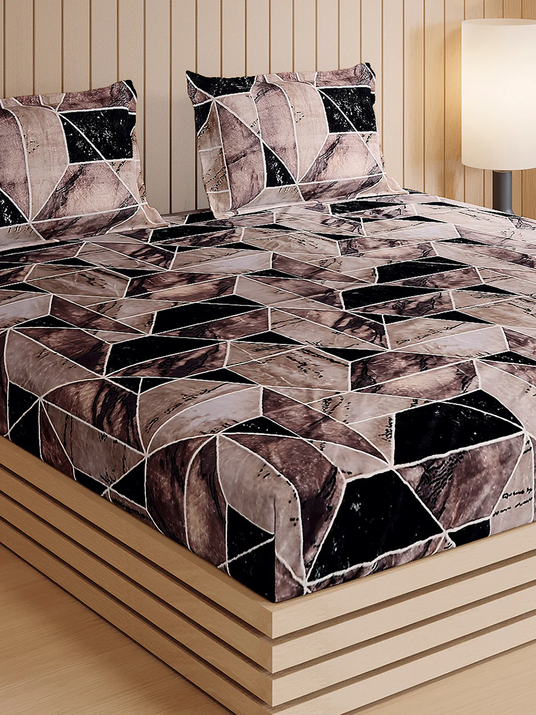 904 GSM Polyester Double Bed 1 Bedsheet, 1 Duvet Cover & 2 Pillow Cover (Meteor 4 Pcs Set) - Image 8