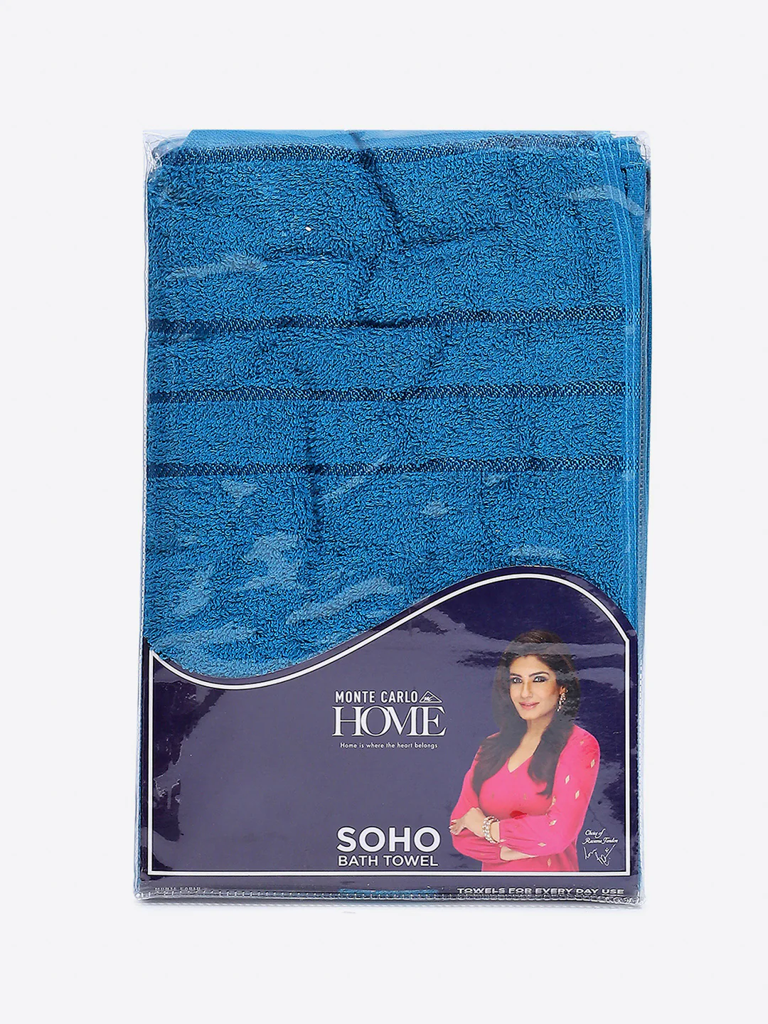 Aqua Blue Cotton Solid 350 GSM Bath Towel (Soho) - Image 5