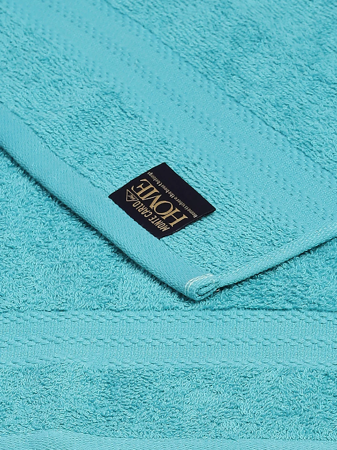 Aqua Blue Cotton Solid 380 GSM 2 Bath Towel & 2 Hand Towel - Image 3