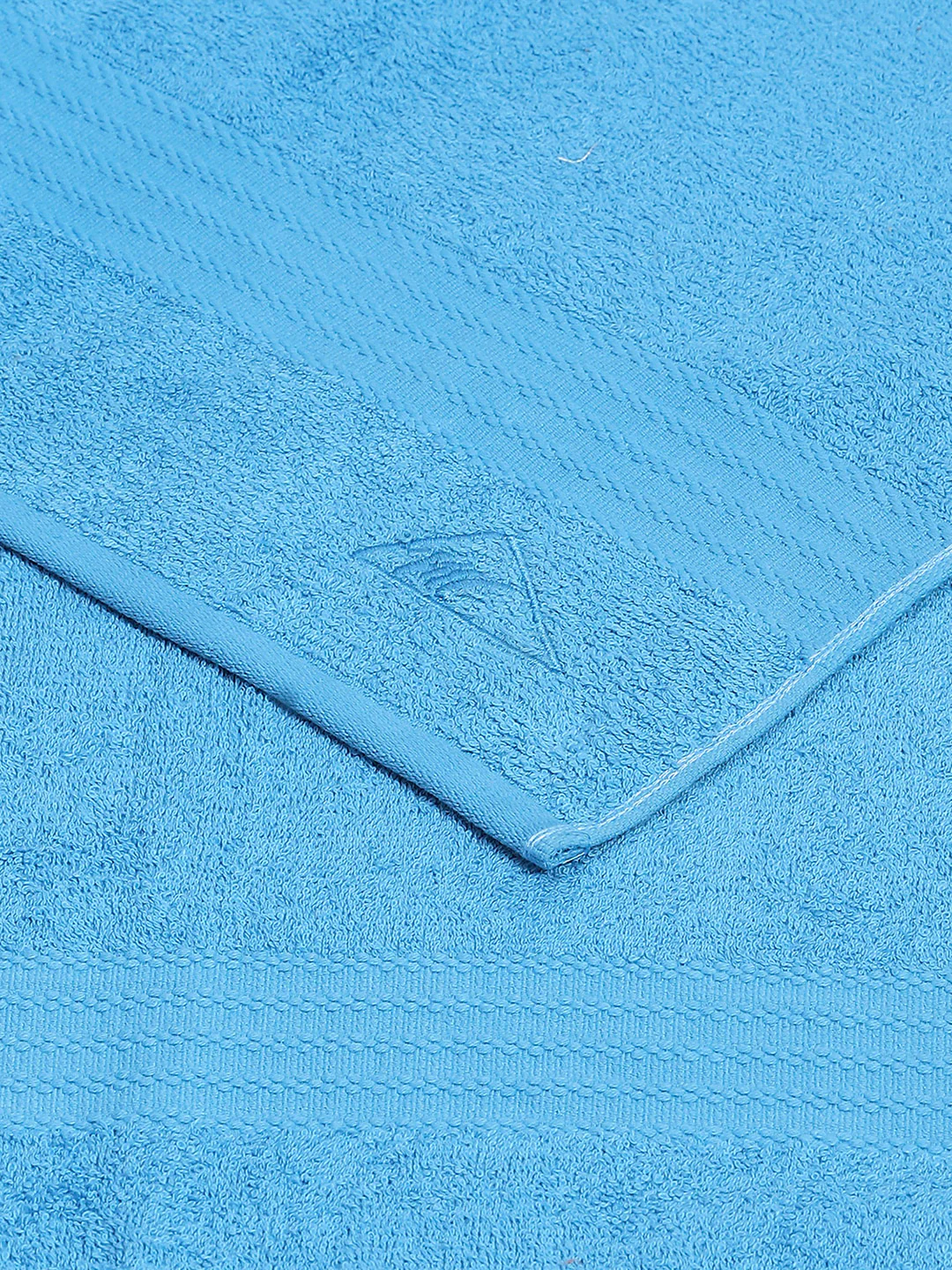 Aqua Blue Cotton Solid 400 GSM Bath Towel (Jazz) - Image 4