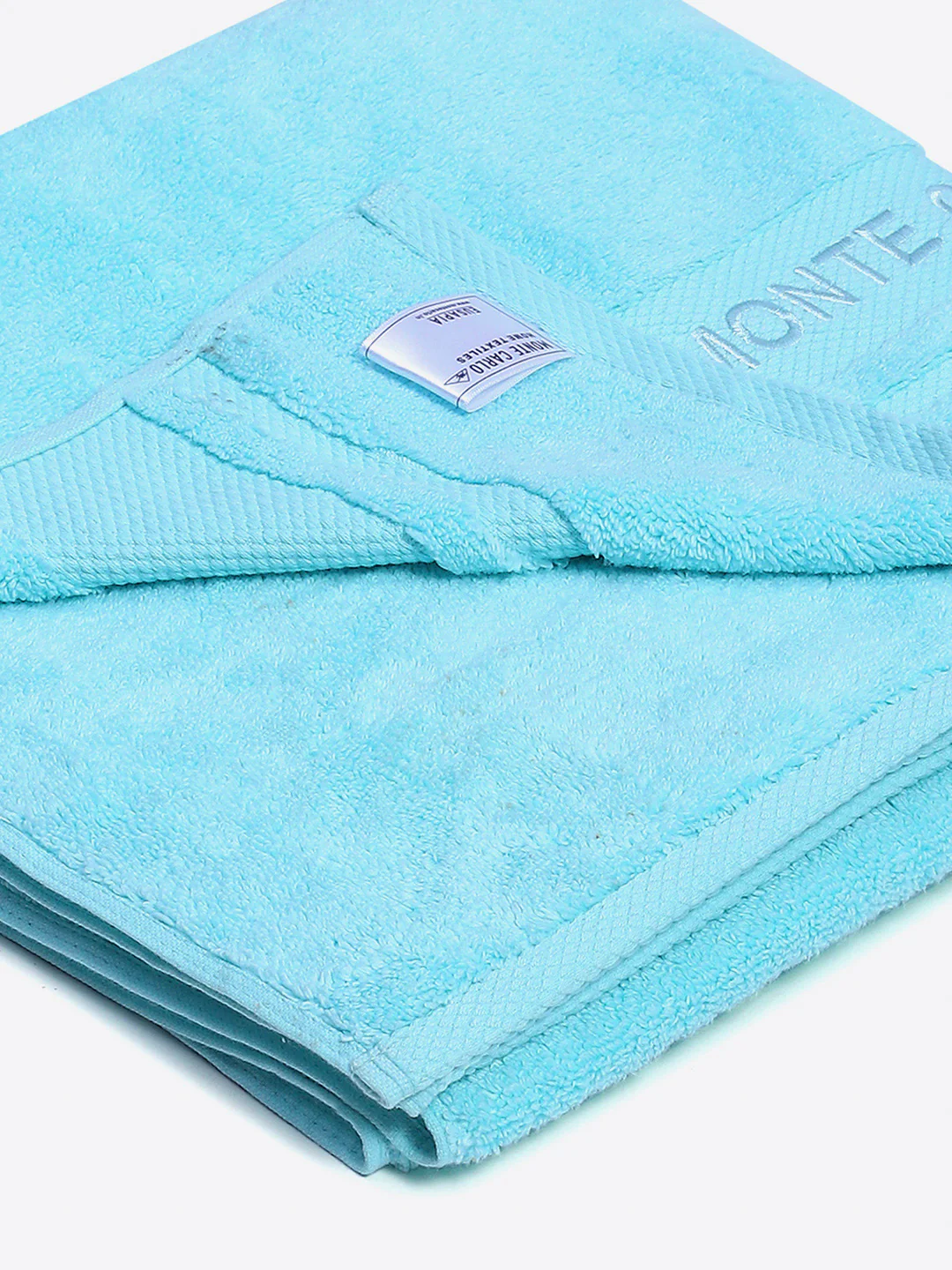 Aqua Blue Cotton Solid 650 GSM Bath Towel (Eusapia) - Image 3