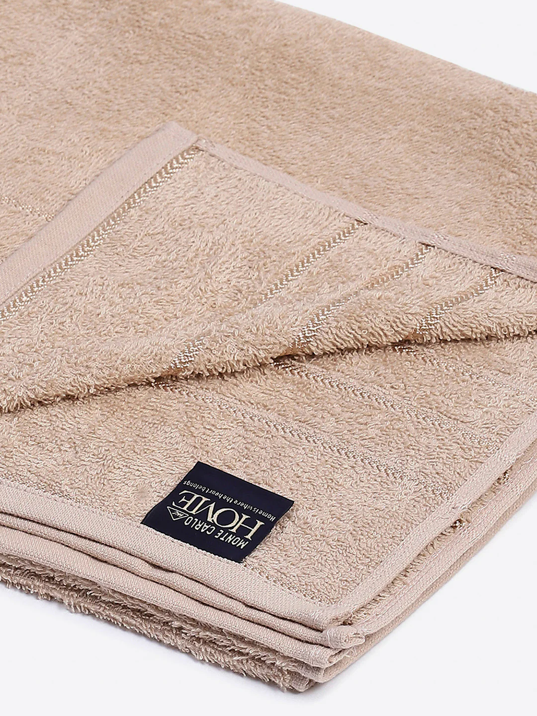 Beige Cotton Solid 350 GSM Bath Towel (Soho) - Image 3
