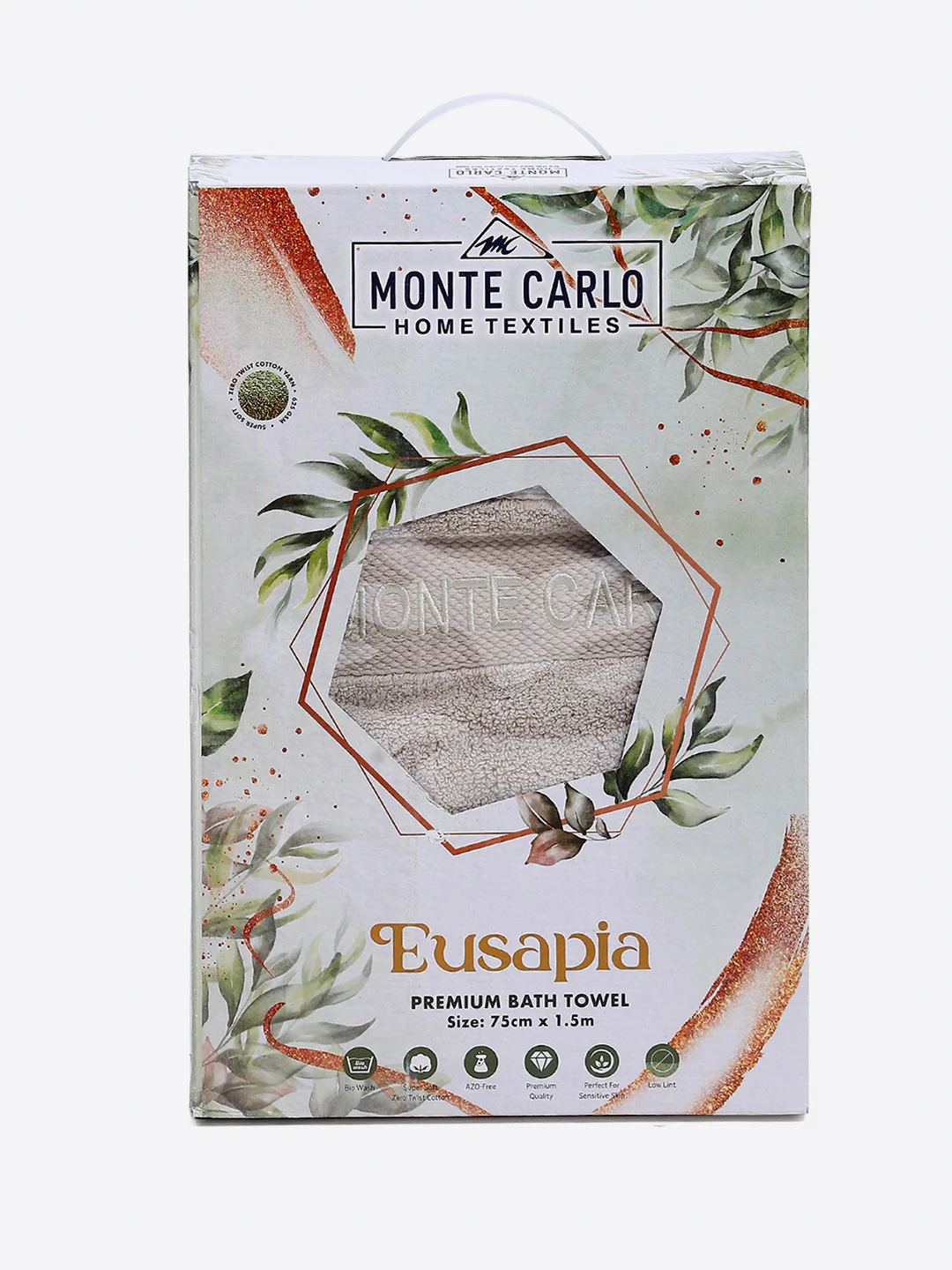 Beige Cotton Solid 650 GSM Bath Towel (Eusapia) - Image 5
