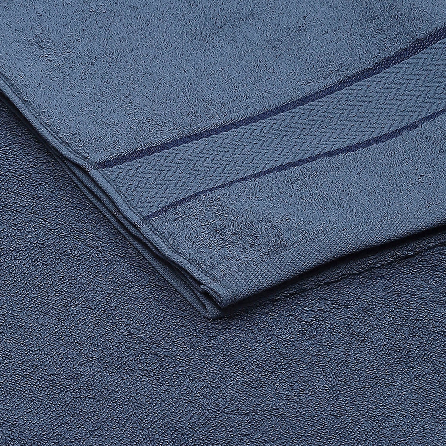 Blue Cotton 450 GSM Bath Towel - Image 3