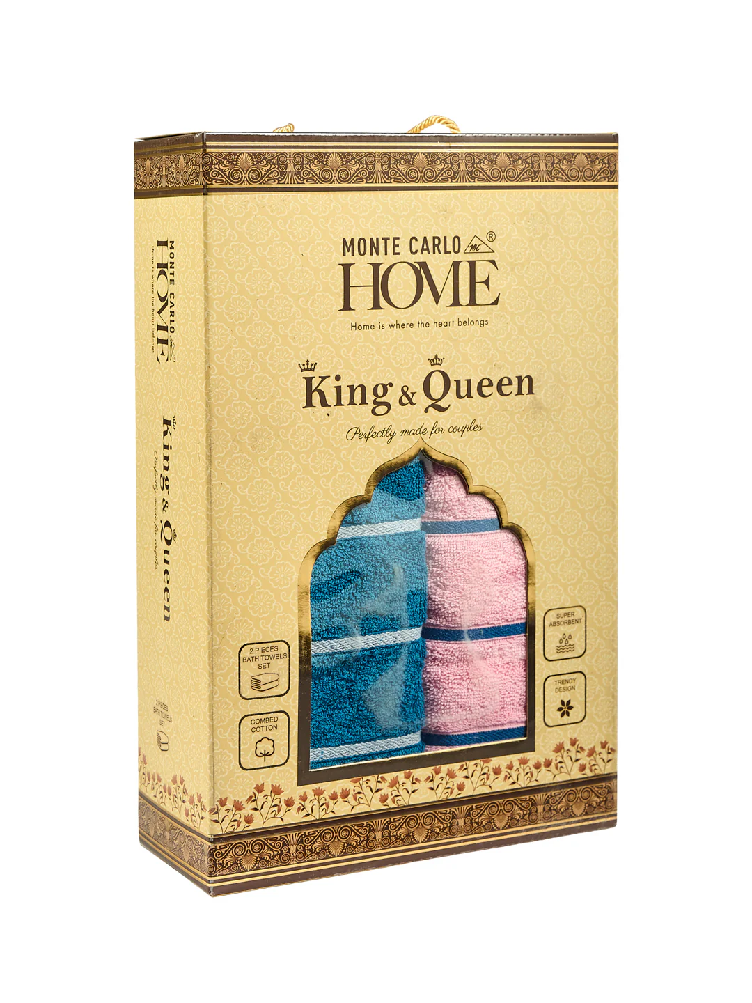 Blue & Dusty Pink 100% Cotton Solid 480 GSM Bath Towel King & Queen 2 Pc Set Gifting Box Pack - Image 16