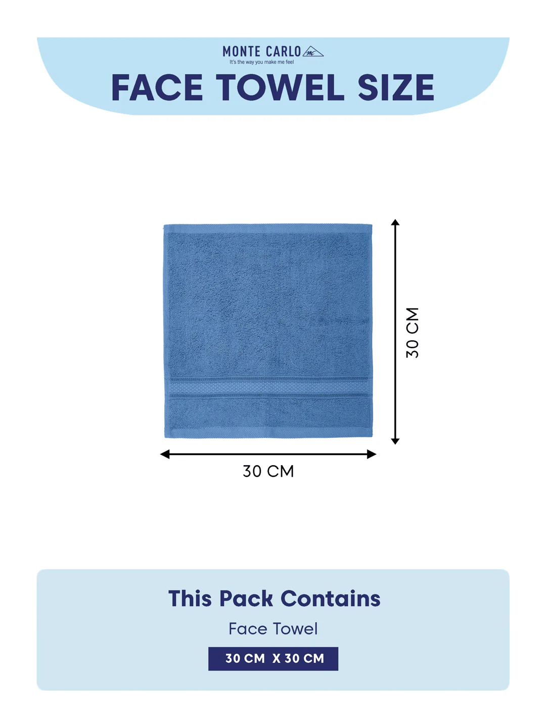 Blue Pure Cotton Solid 400 GSM Face Towel 4 Pc Set (Jasper Collection) - Image 7
