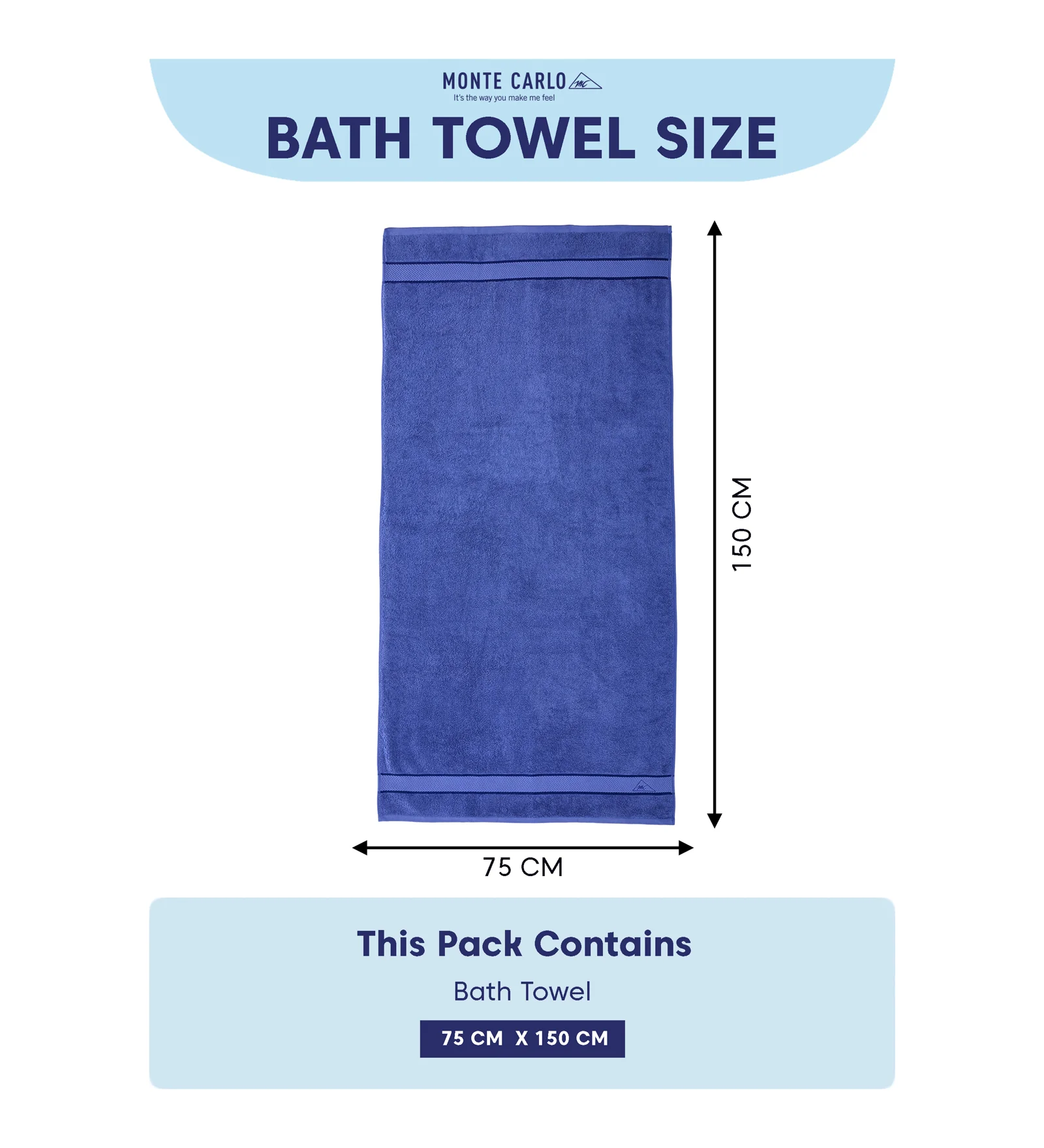 Blue Pure Cotton Solid 450 GSM Bath Towel 1 Piece (Oasis Collection) - Image 8