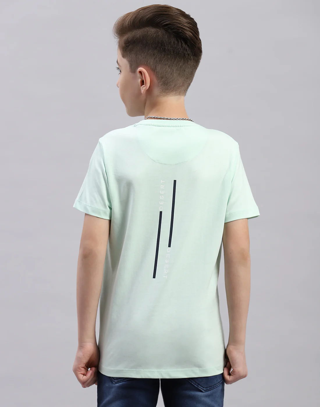 Boys Aqua Blue Printed Round Neck Half Sleeve T-Shirt - Image 5