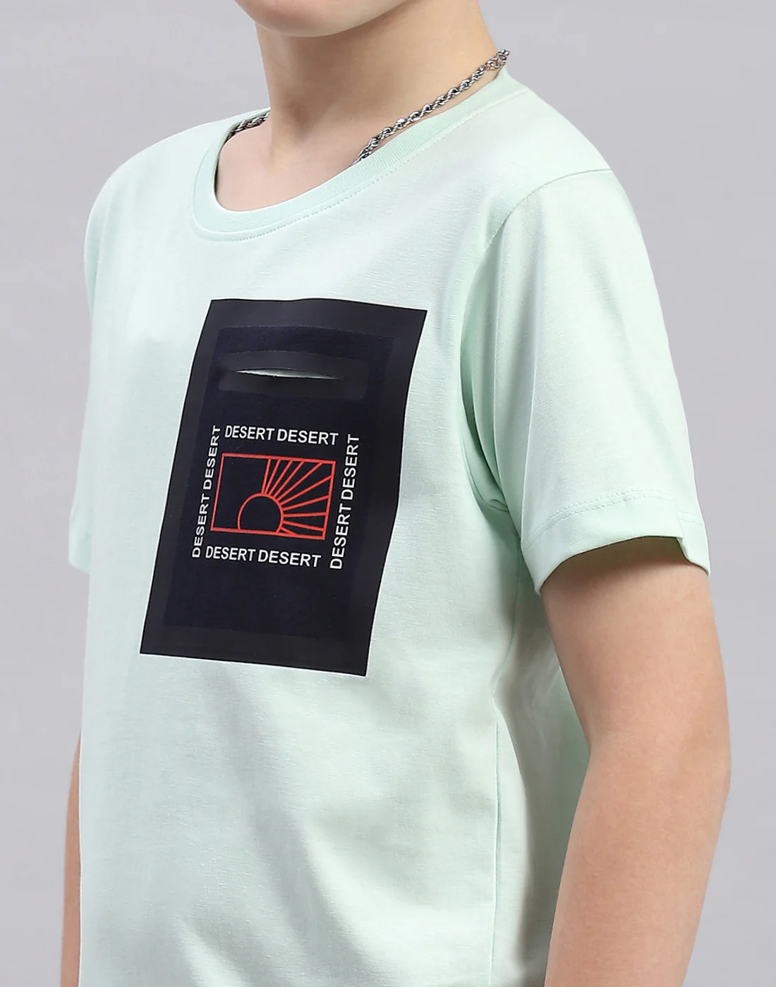 Boys Aqua Blue Printed Round Neck Half Sleeve T-Shirt - Image 6