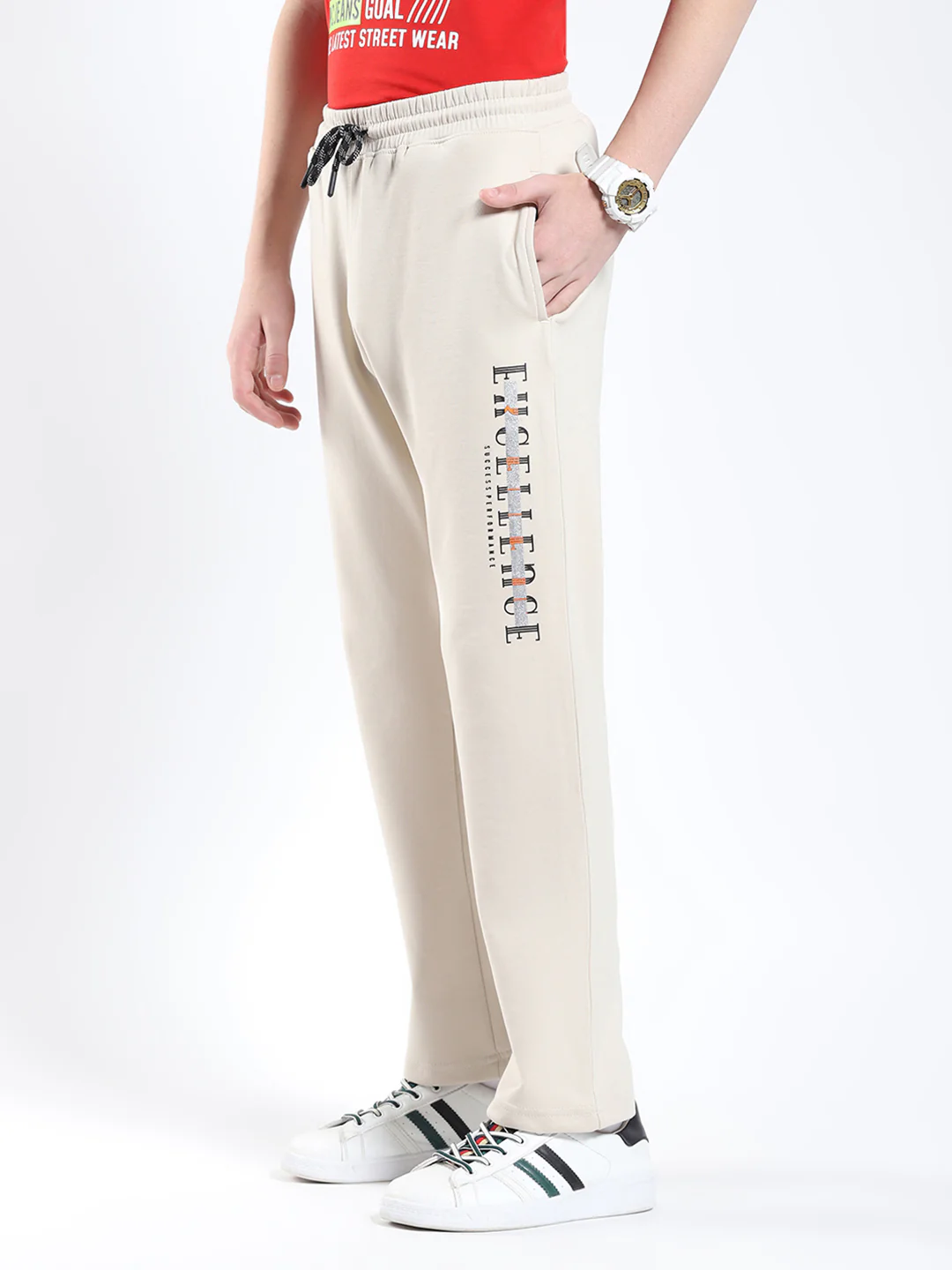 Boys Beige Printed Regular Fit Lower - Image 3