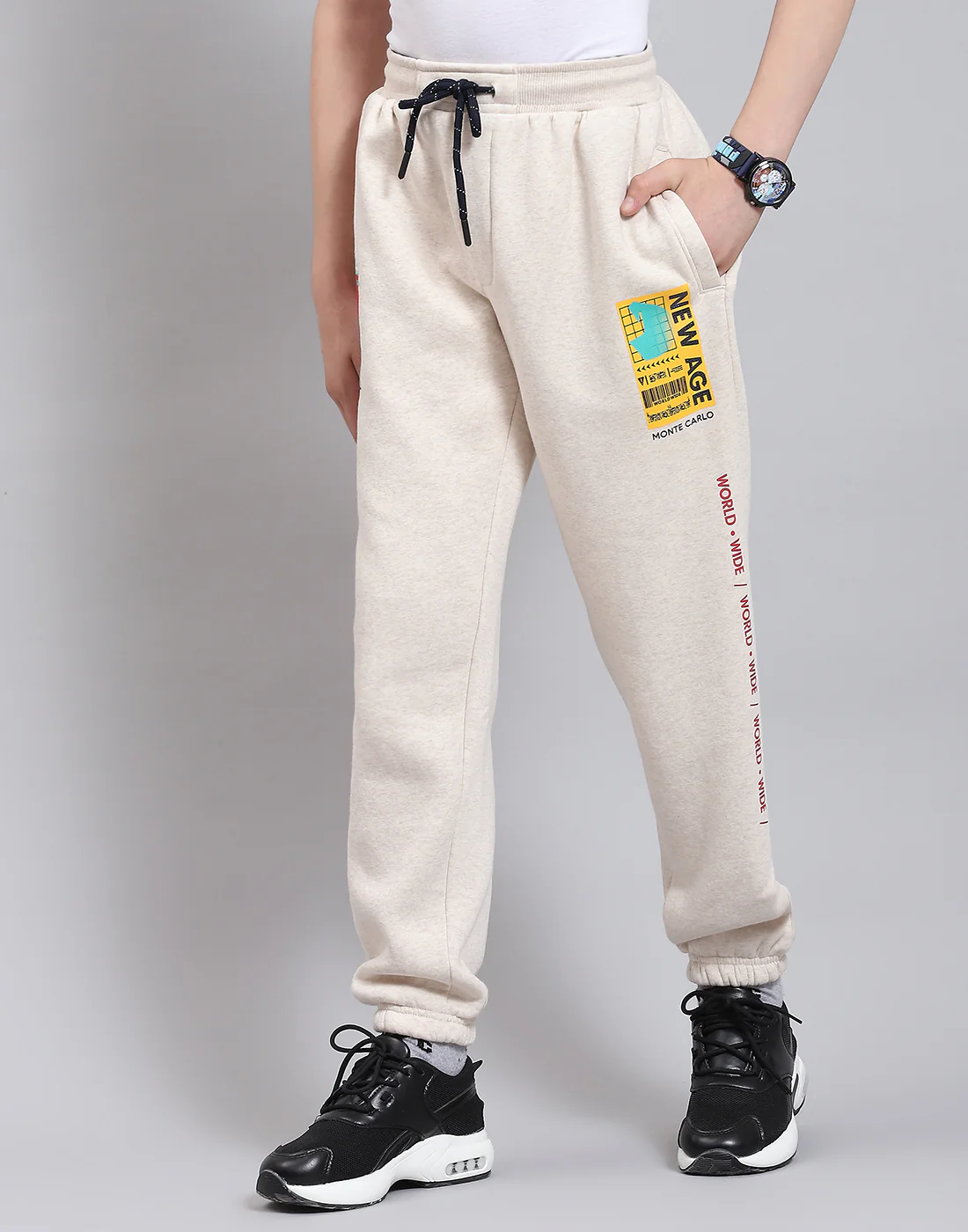 Boys Beige Printed Regular Fit Lowers - Image 3