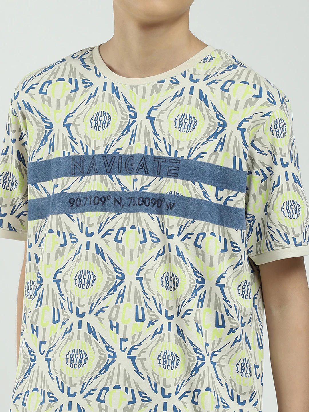 Boys Beige Printed Round Neck Half Sleeve Bermuda Set - Image 7