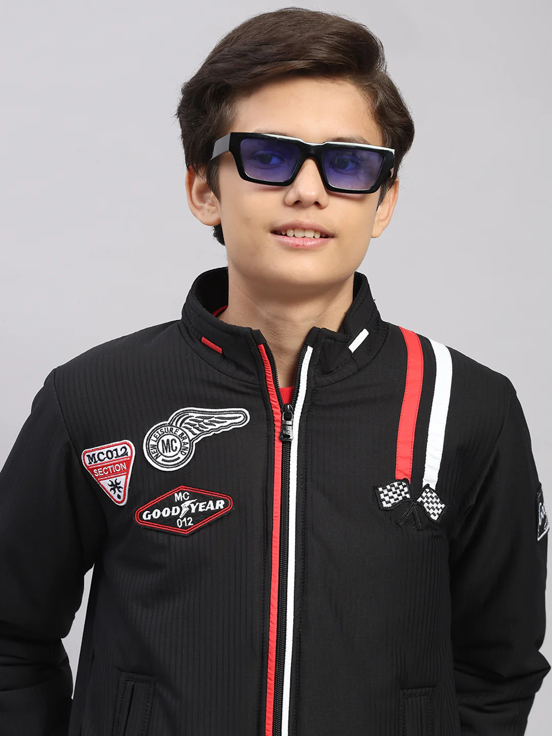 Boys Black Embroidered Collar Full Sleeve Jacket - Image 7