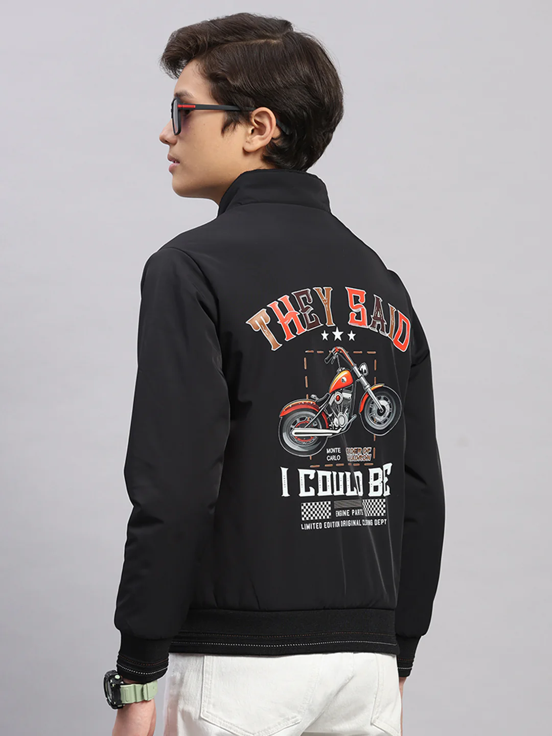 Boys Black Embroidered Collar Full Sleeve Jacket - Image 5