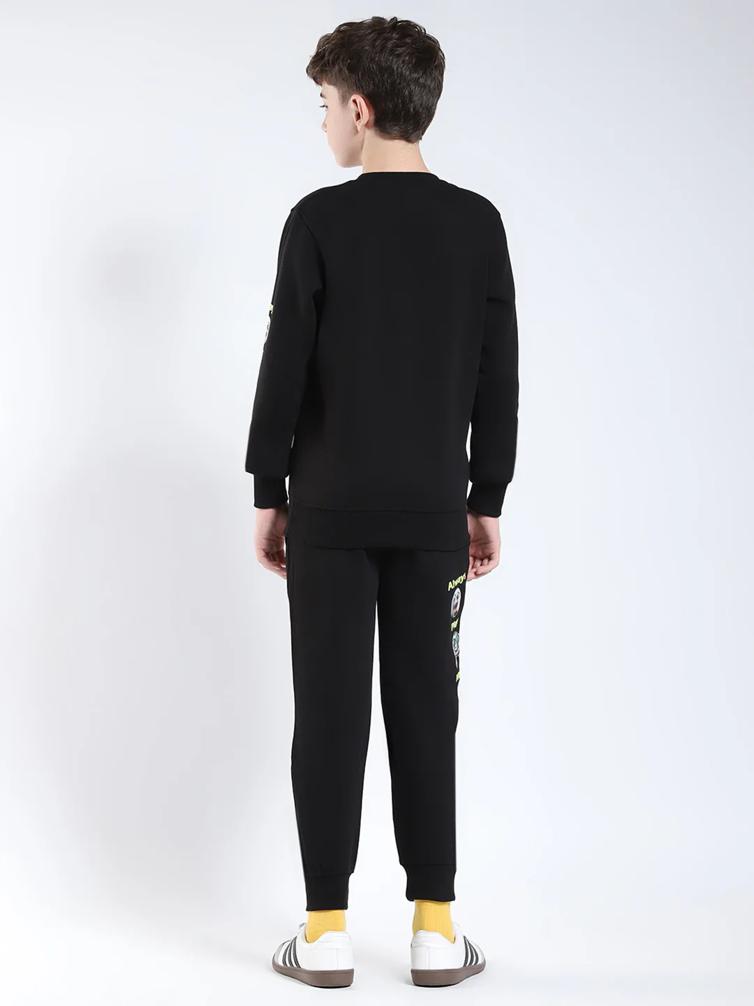 Boys Black Printed Collar Full Sleeve Winter Tracksuit - Image 5