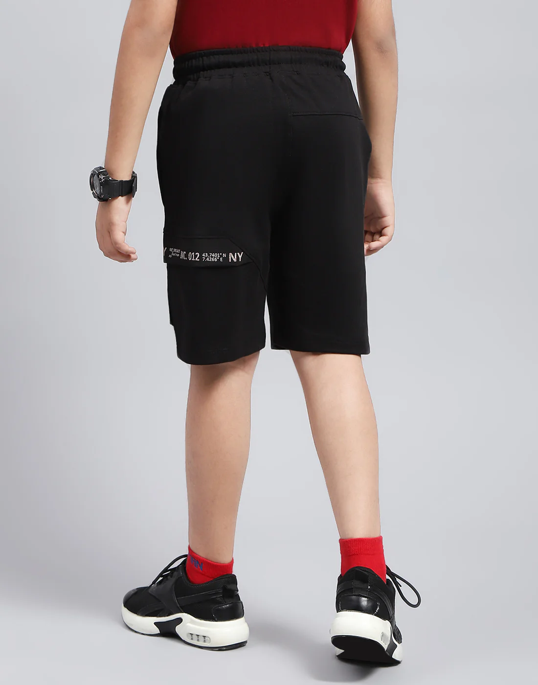 Boys Black Printed Regular Fit Bermuda - Image 5