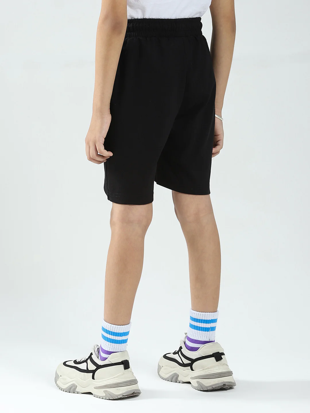 Boys Black Printed Regular Fit Bermuda - Image 5