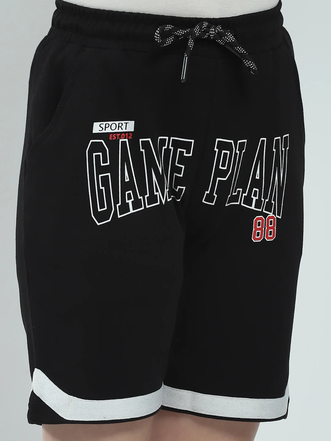 Boys Black Printed Regular Fit Bermuda - Image 6