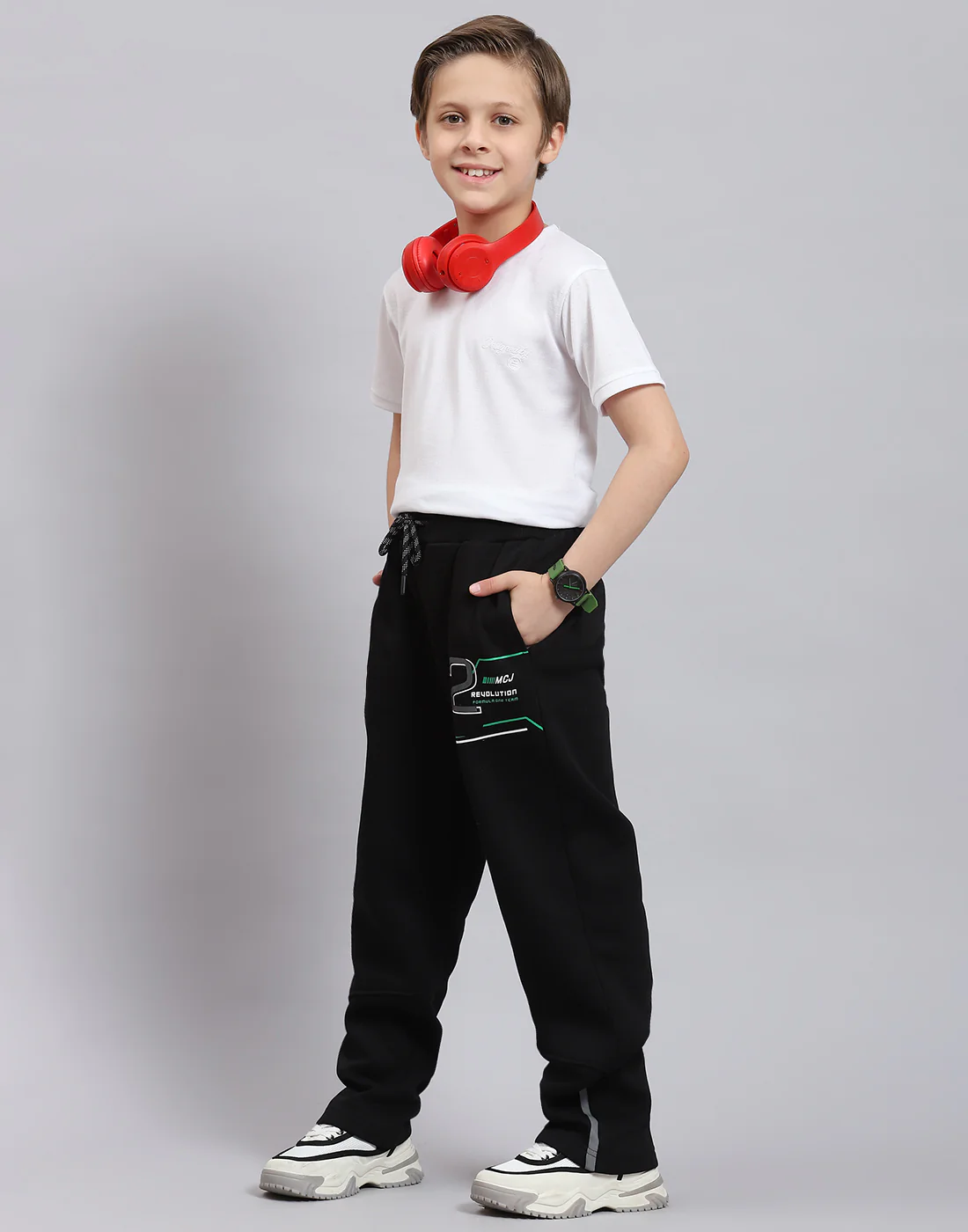 Boys Black Printed Regular Fit Lower - Image 2