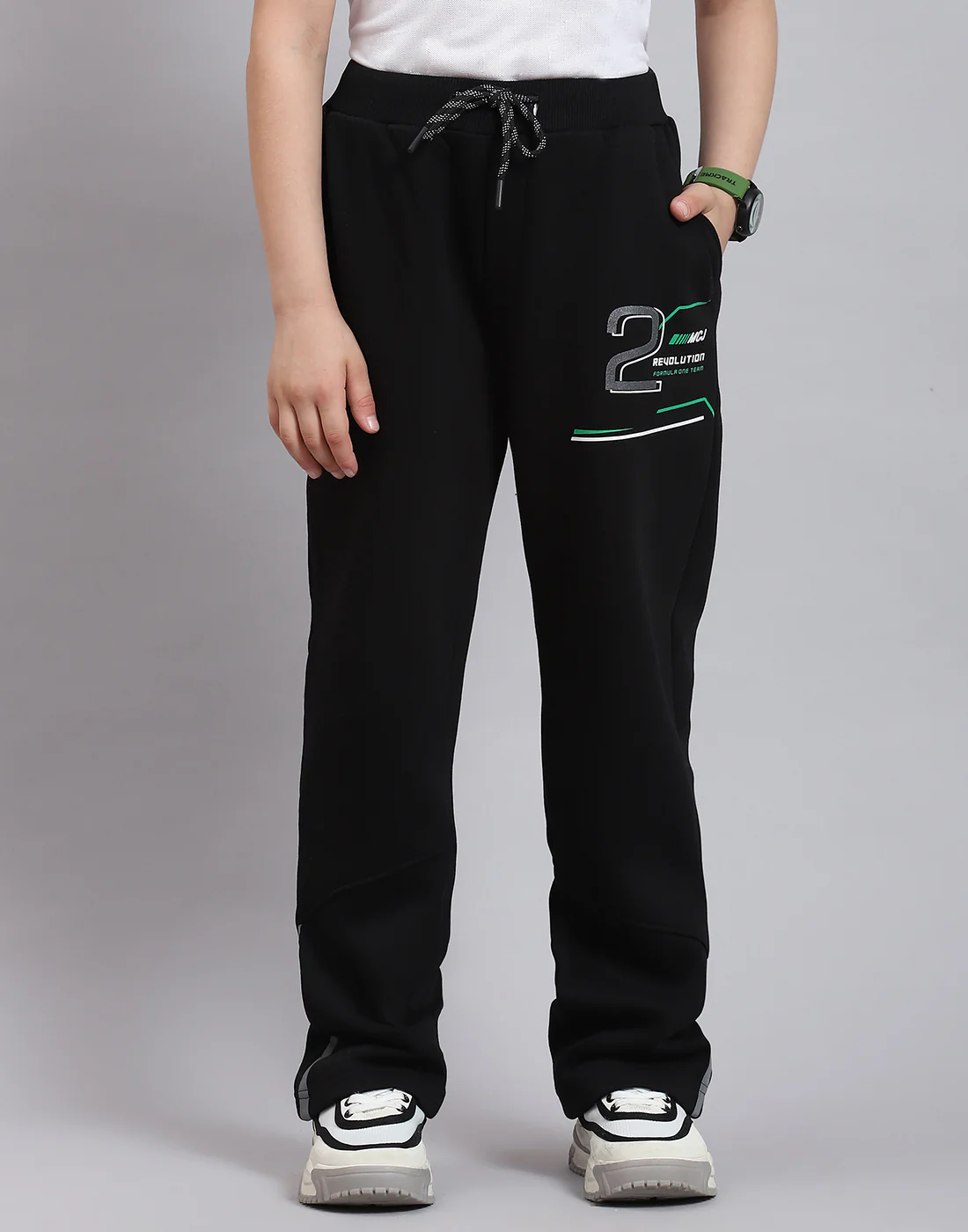 Boys Black Printed Regular Fit Lower - Image 3