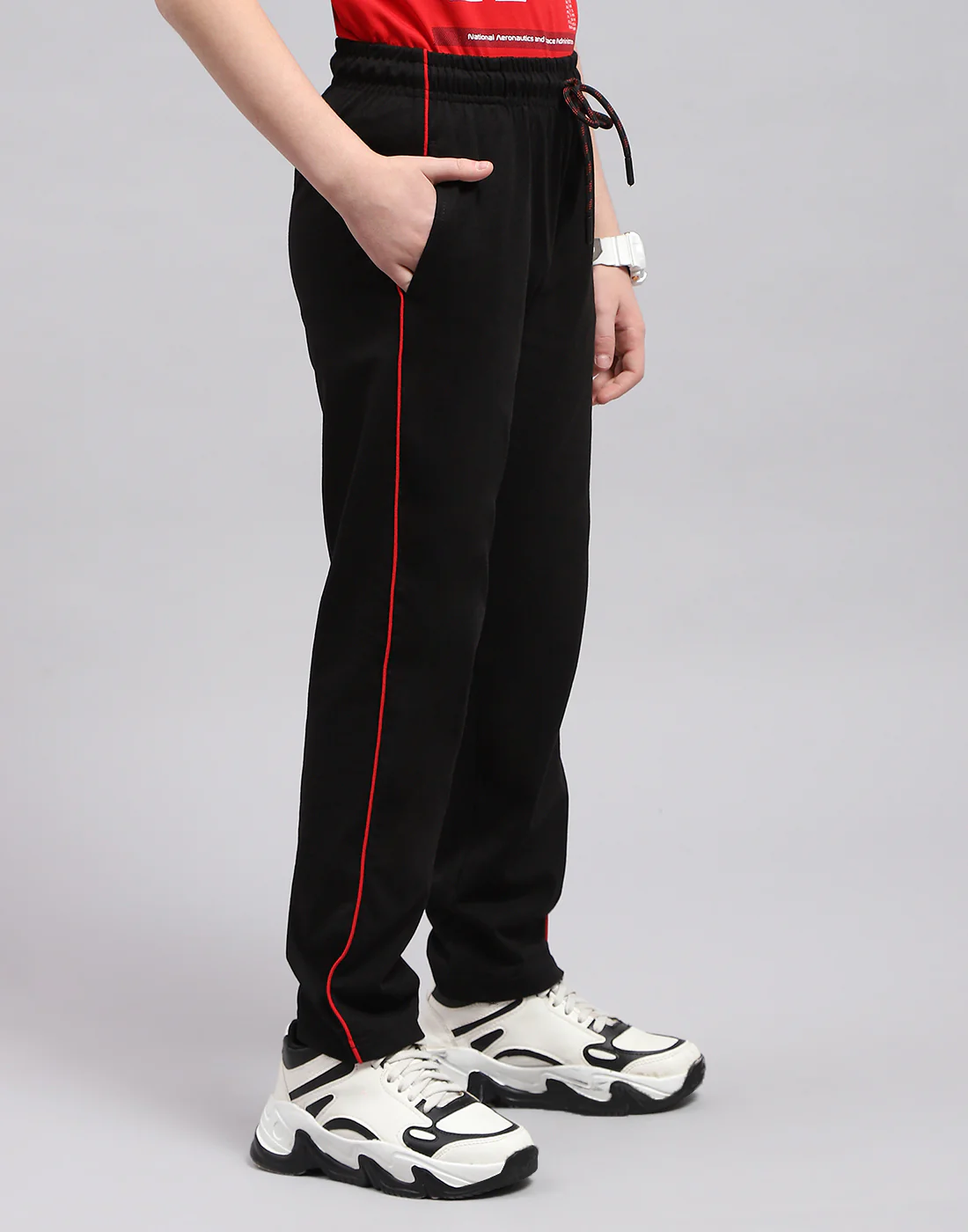 Boys Black Printed Regular Fit Lower - Image 4