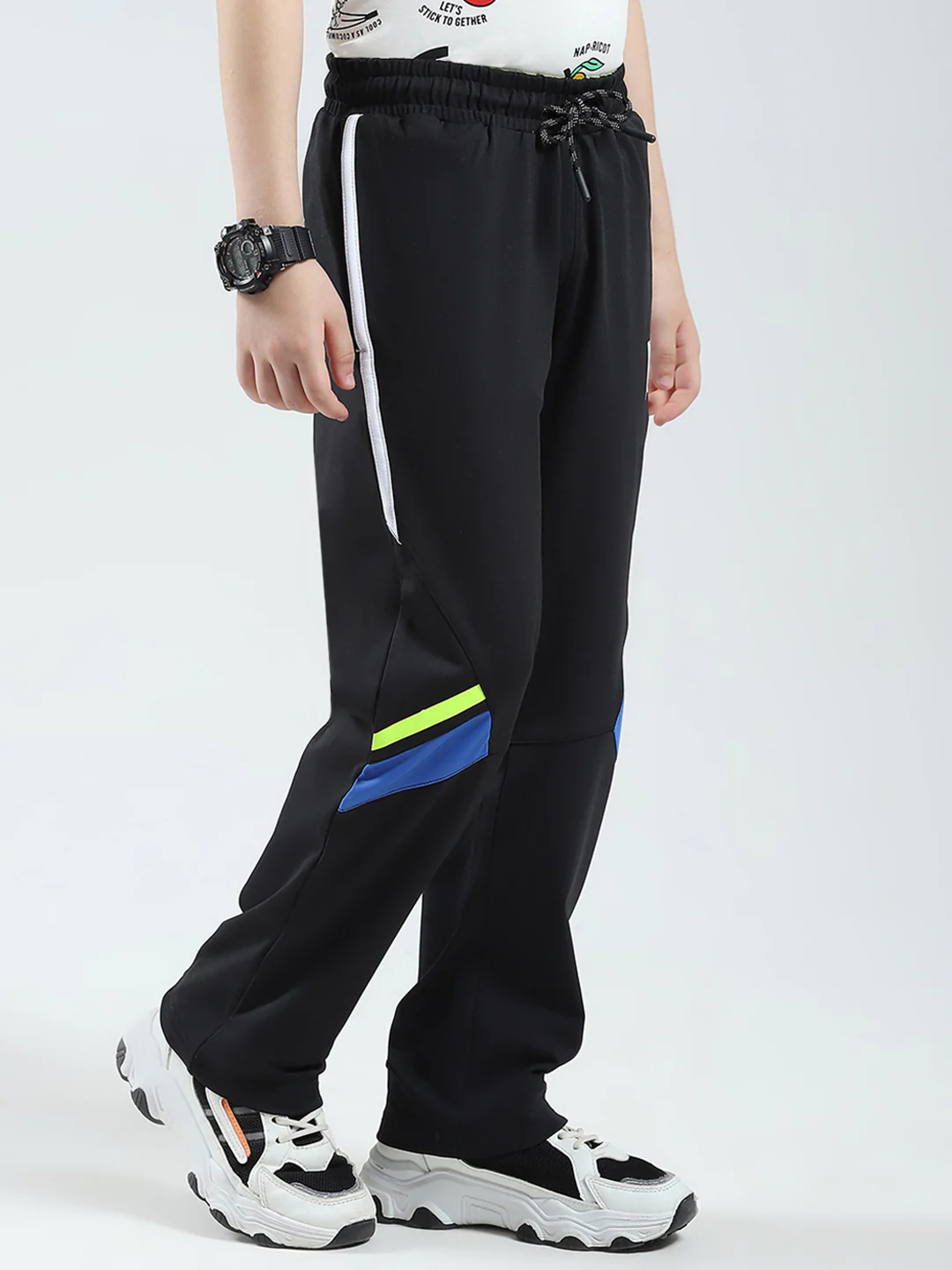 Boys Black Printed Regular Fit Lower - Image 4