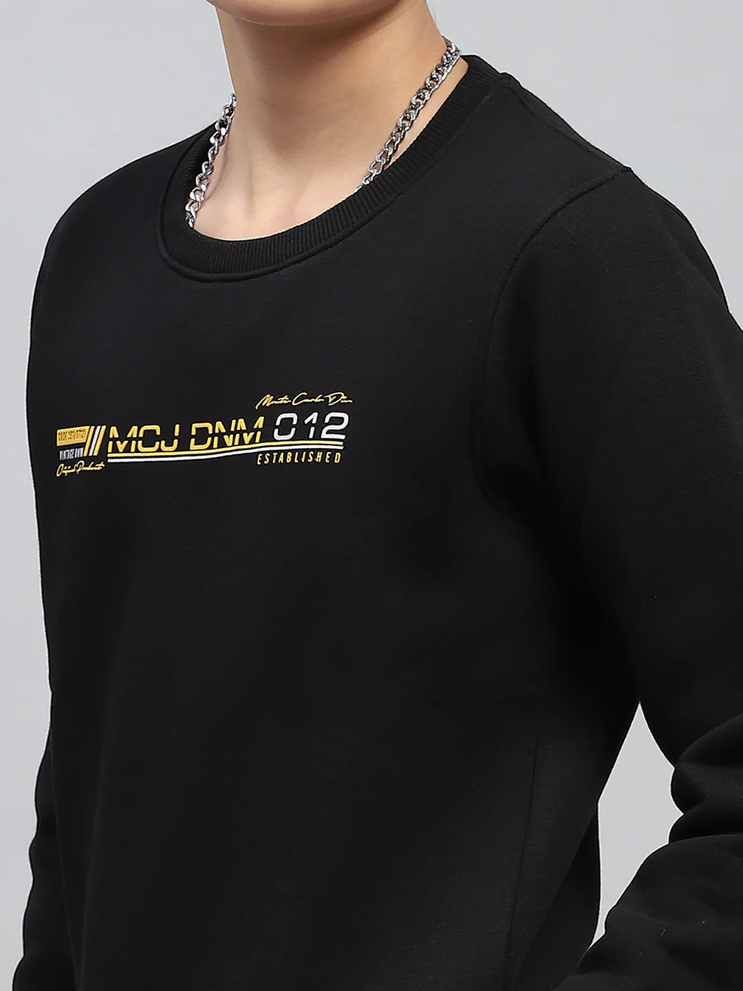Boys Black Printed Round Neck Full Sleeve Sweatshirt - Image 6