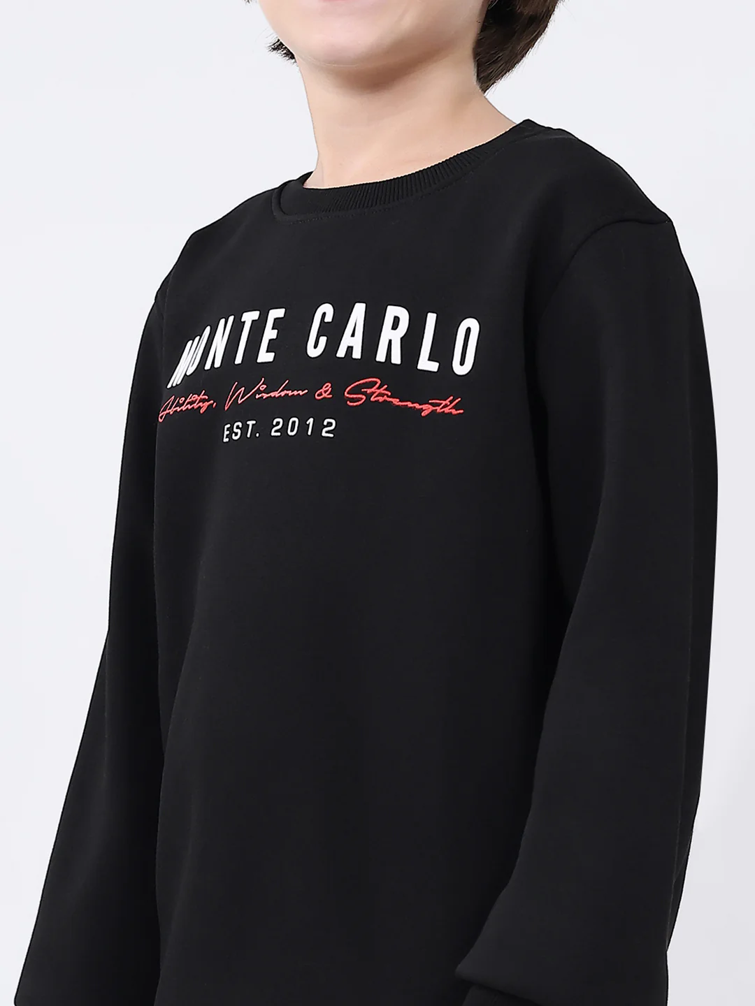 Boys Black Printed Round Neck Full Sleeve Sweatshirt - Image 6
