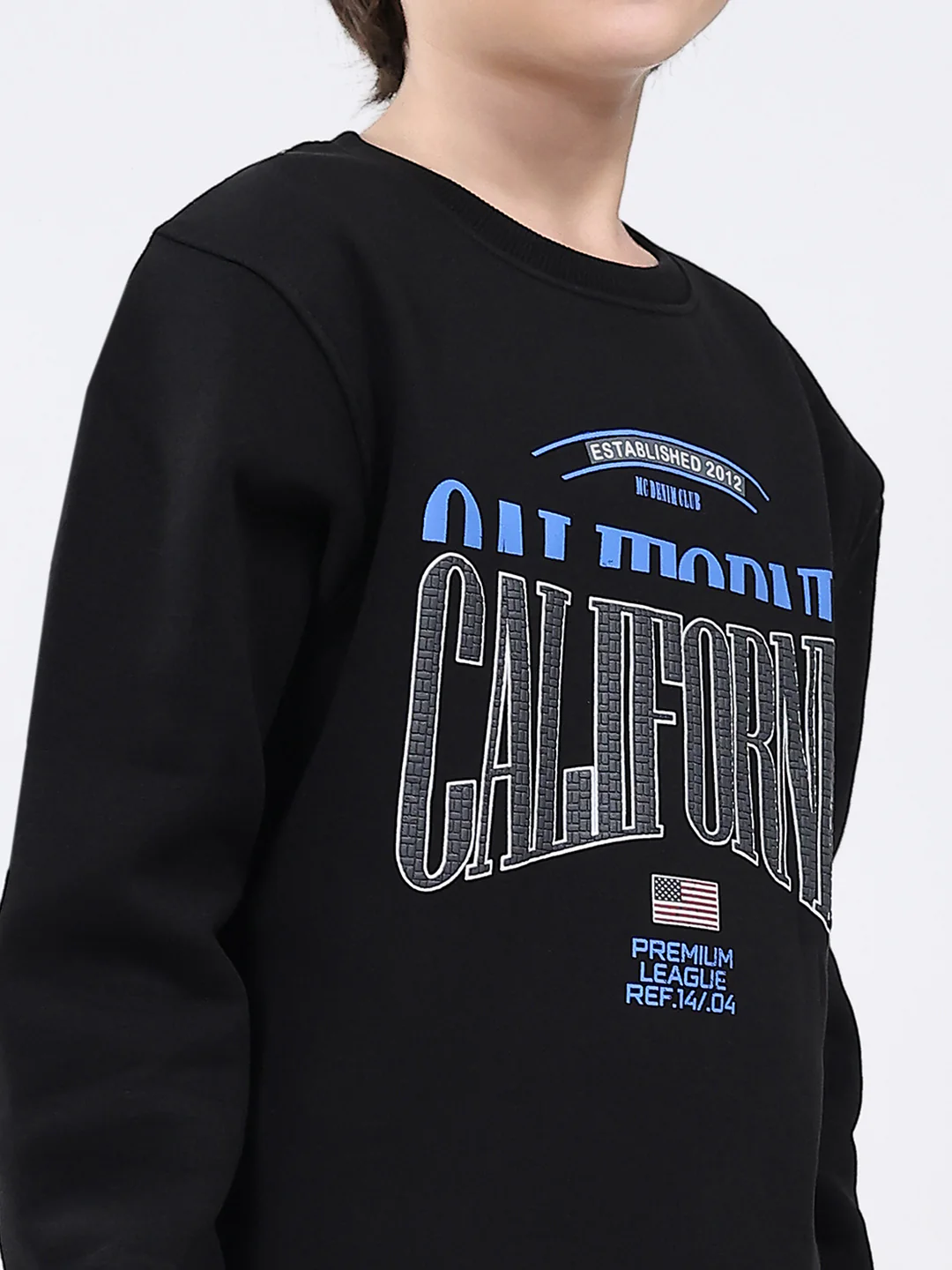 Boys Black Printed Round Neck Full Sleeve Sweatshirt - Image 7
