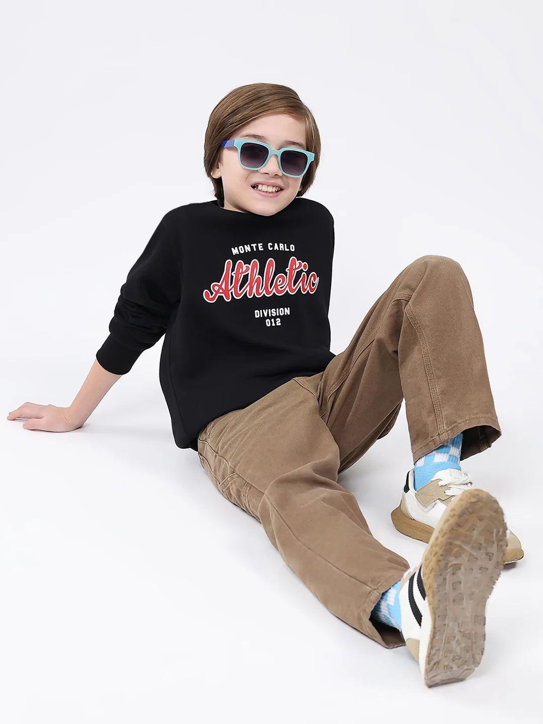 Boys Black Printed Round Neck Full Sleeve Sweatshirt - Image 2