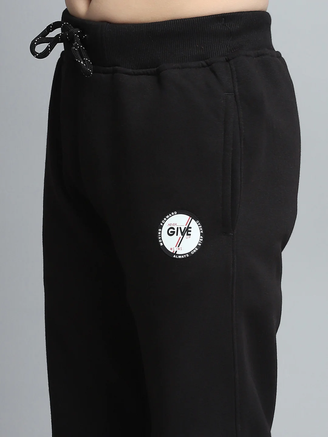 Boys Black Printed Round Neck Full Sleeve Tracksuit - Image 8