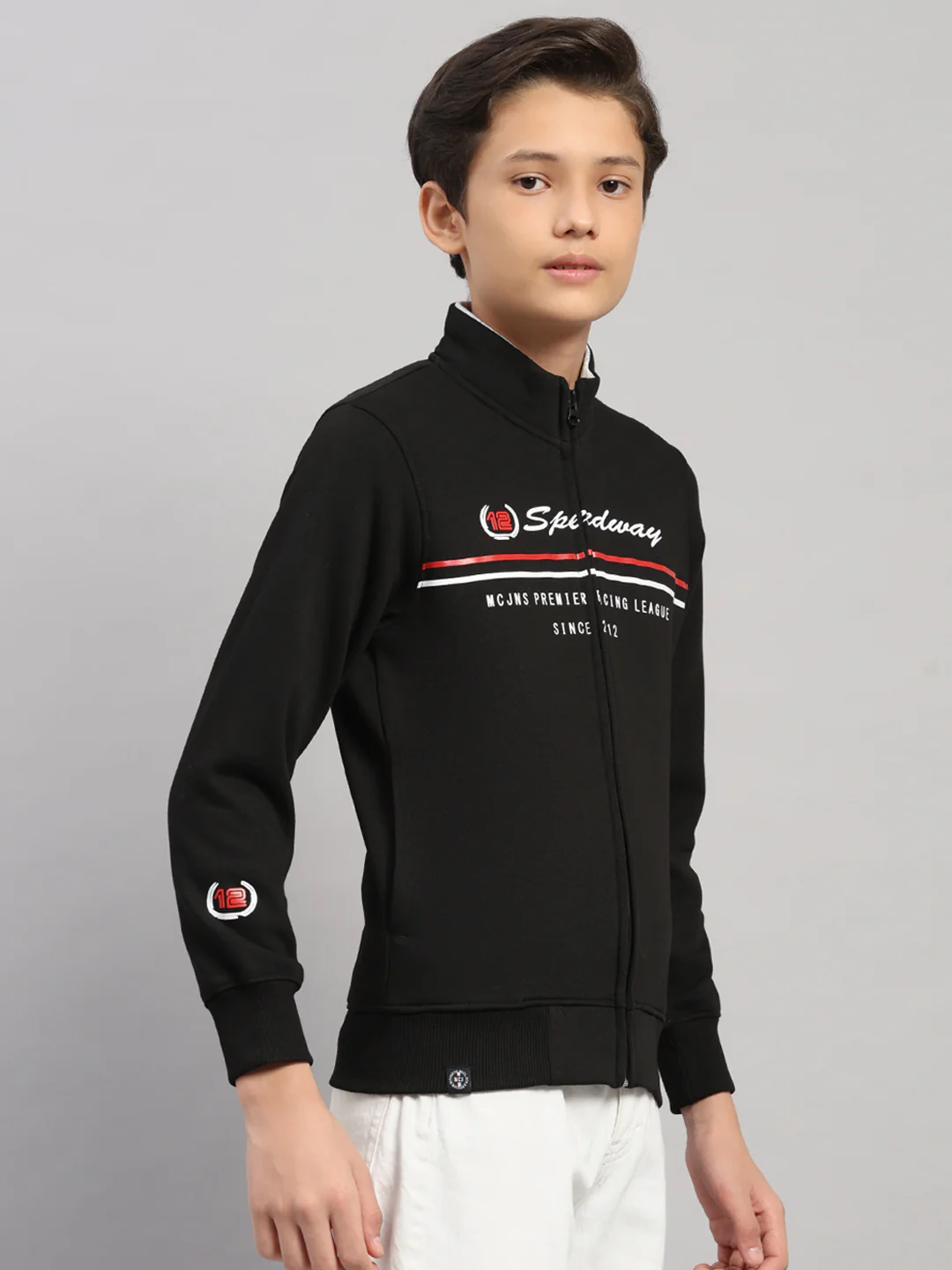 Boys Black Printed Turtle Neck Full Sleeve Sweatshirt - Image 4