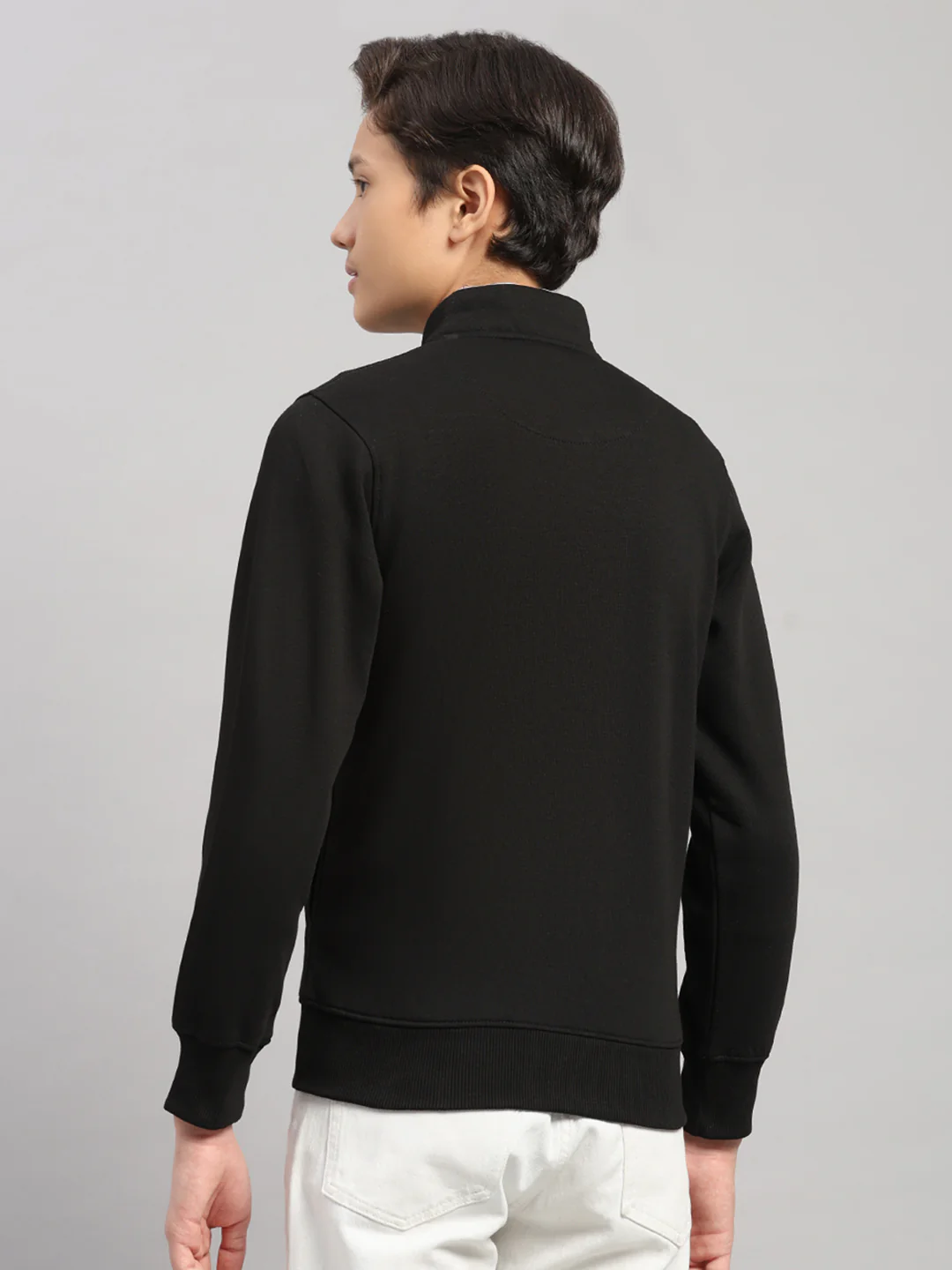Boys Black Printed Turtle Neck Full Sleeve Sweatshirt - Image 5