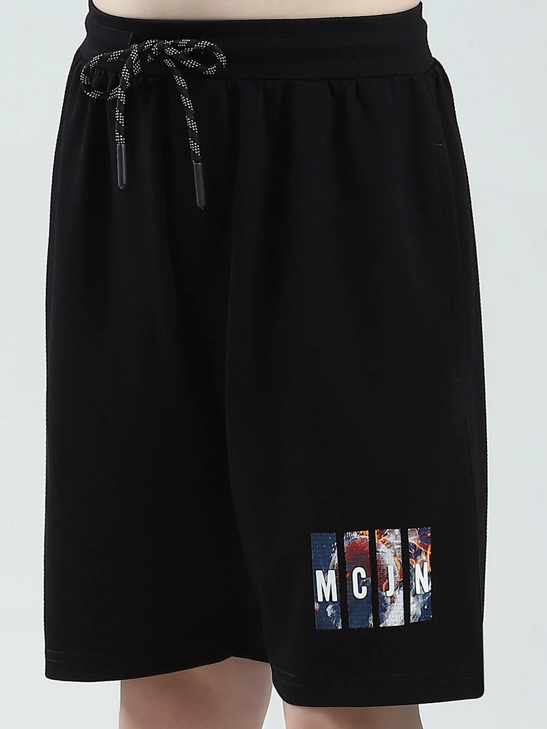 Boys Black Printed Round Neck Half Sleeve Bermuda Set - Image 9