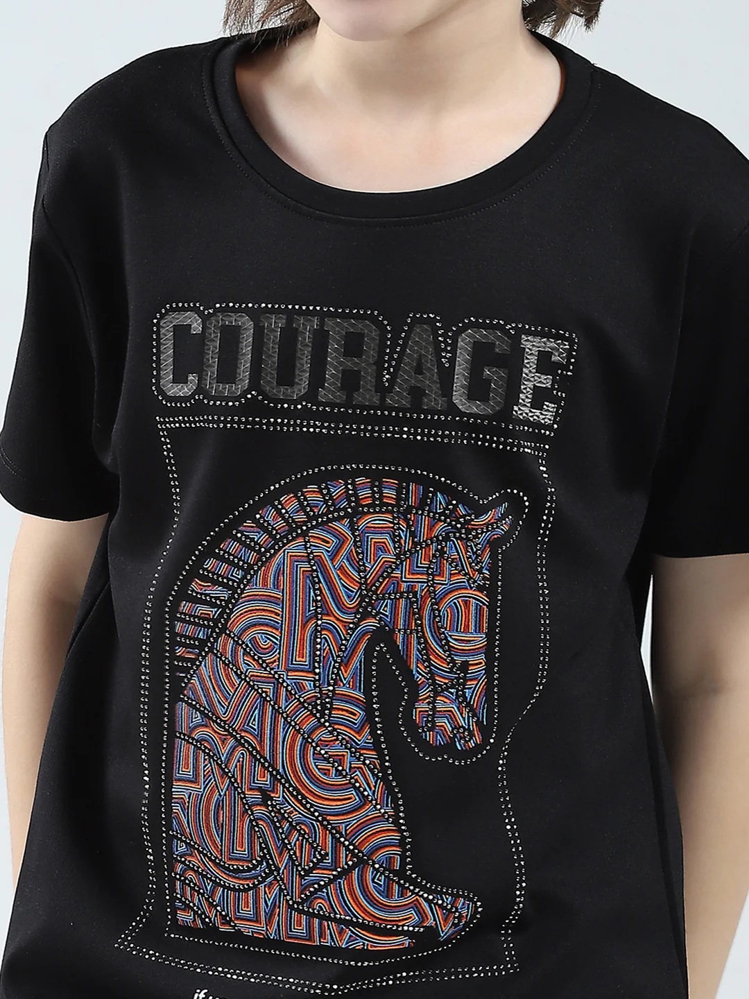 Boys Black Printed Round Neck Half Sleeve T-Shirt - Image 6