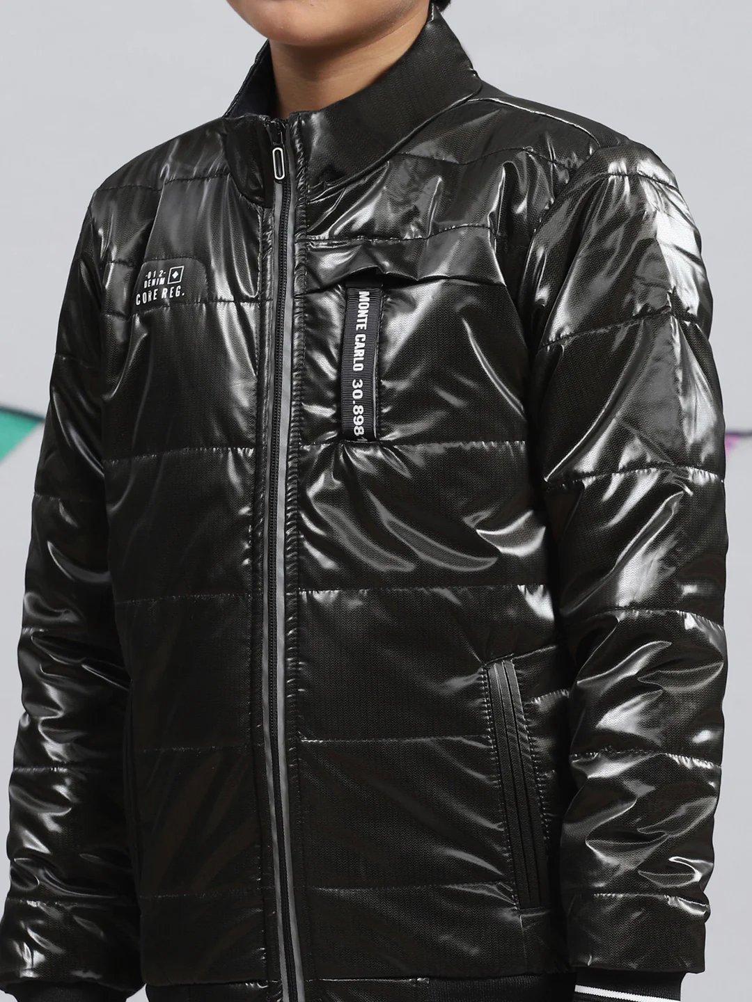Boys Black Self Jacket - Image 6