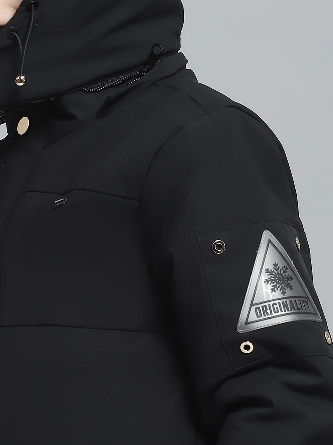 Boys Black Solid Hooded Full Sleeve Jacket - Image 7