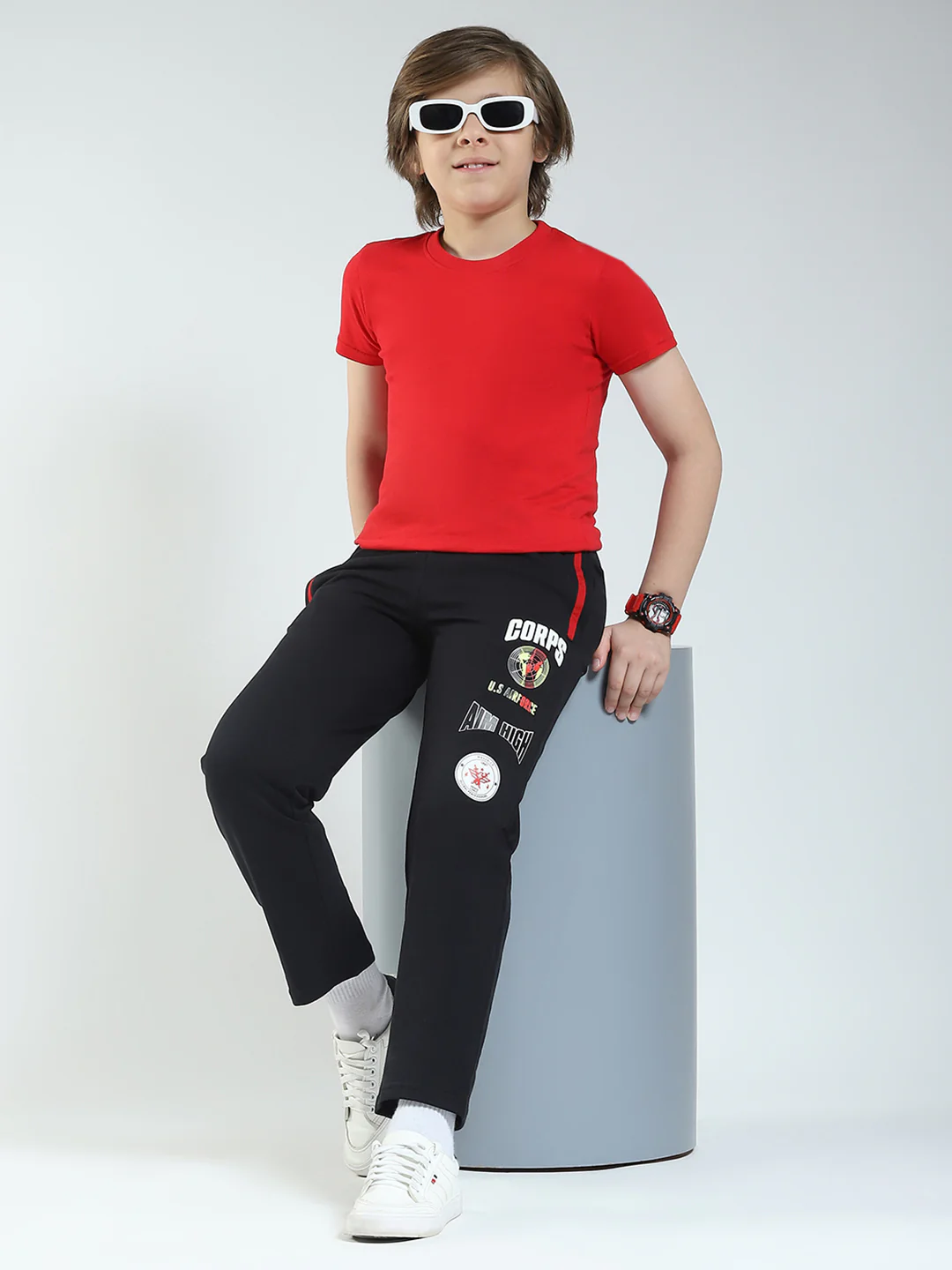 Boys Black Solid Regular Fit Lower - Image 2