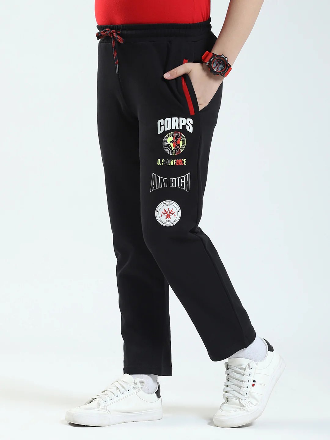 Boys Black Solid Regular Fit Lower - Image 3