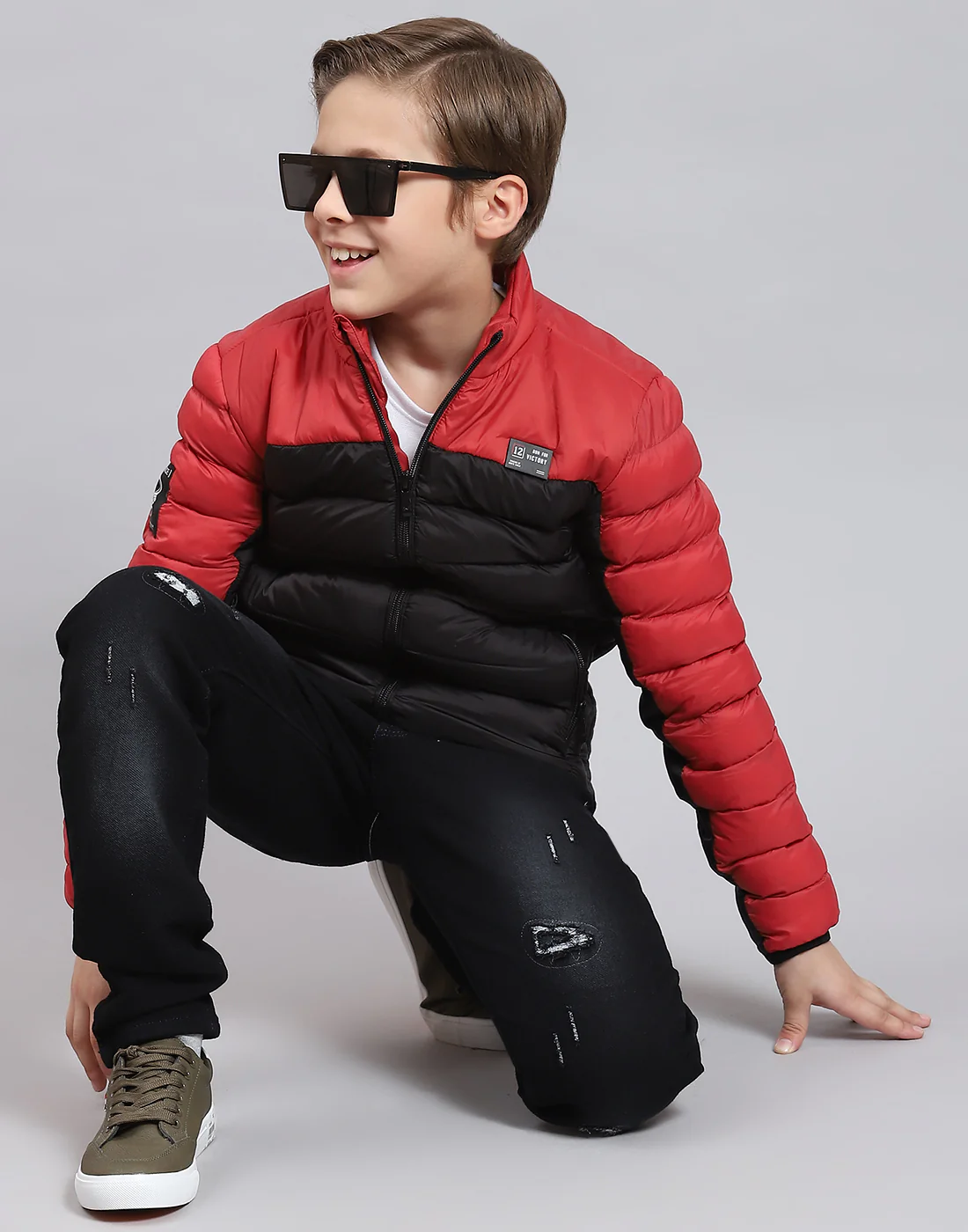 Boys Black Solid Stand Collar Full Sleeve Boys Jacket - Image 2