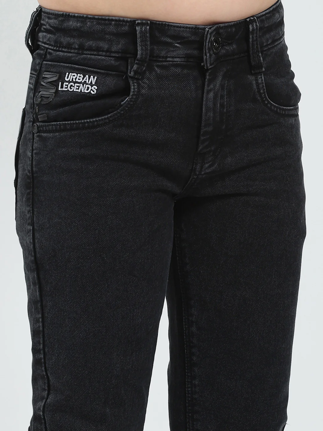 Boys Black Solid Straight Fit Denim - Image 6