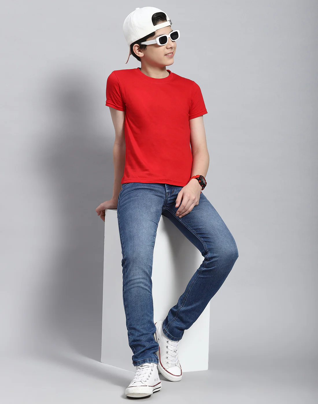 Boys Blue Light Wash Slim Fit Denim - Image 2