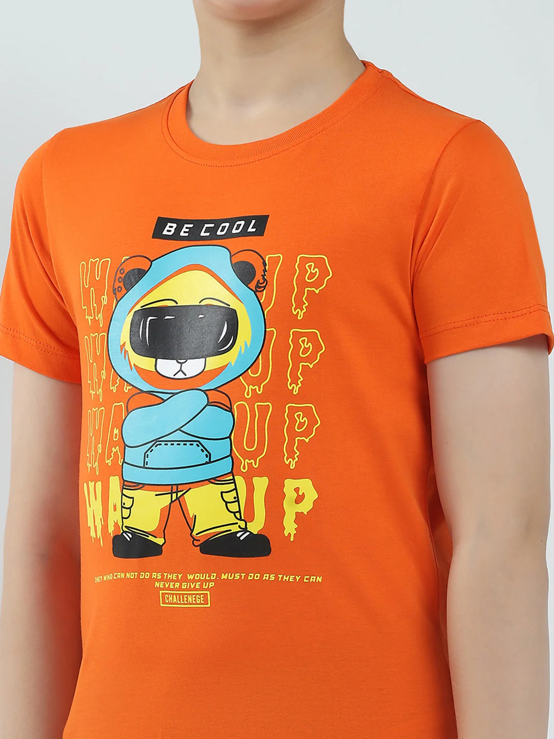 Boys Blue & Orange Printed Round Neck Half Sleeve T-Shirt (Pack of 2) - Image 10