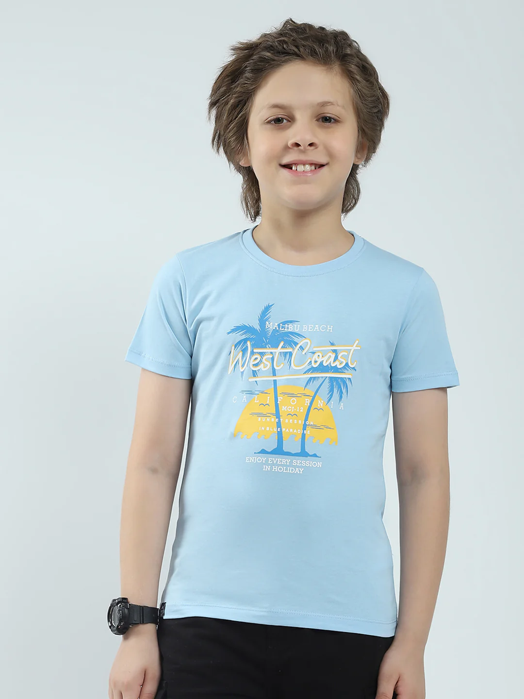 Boys Blue & Orange Printed Round Neck Half Sleeve T-Shirt (Pack of 2) - Image 7