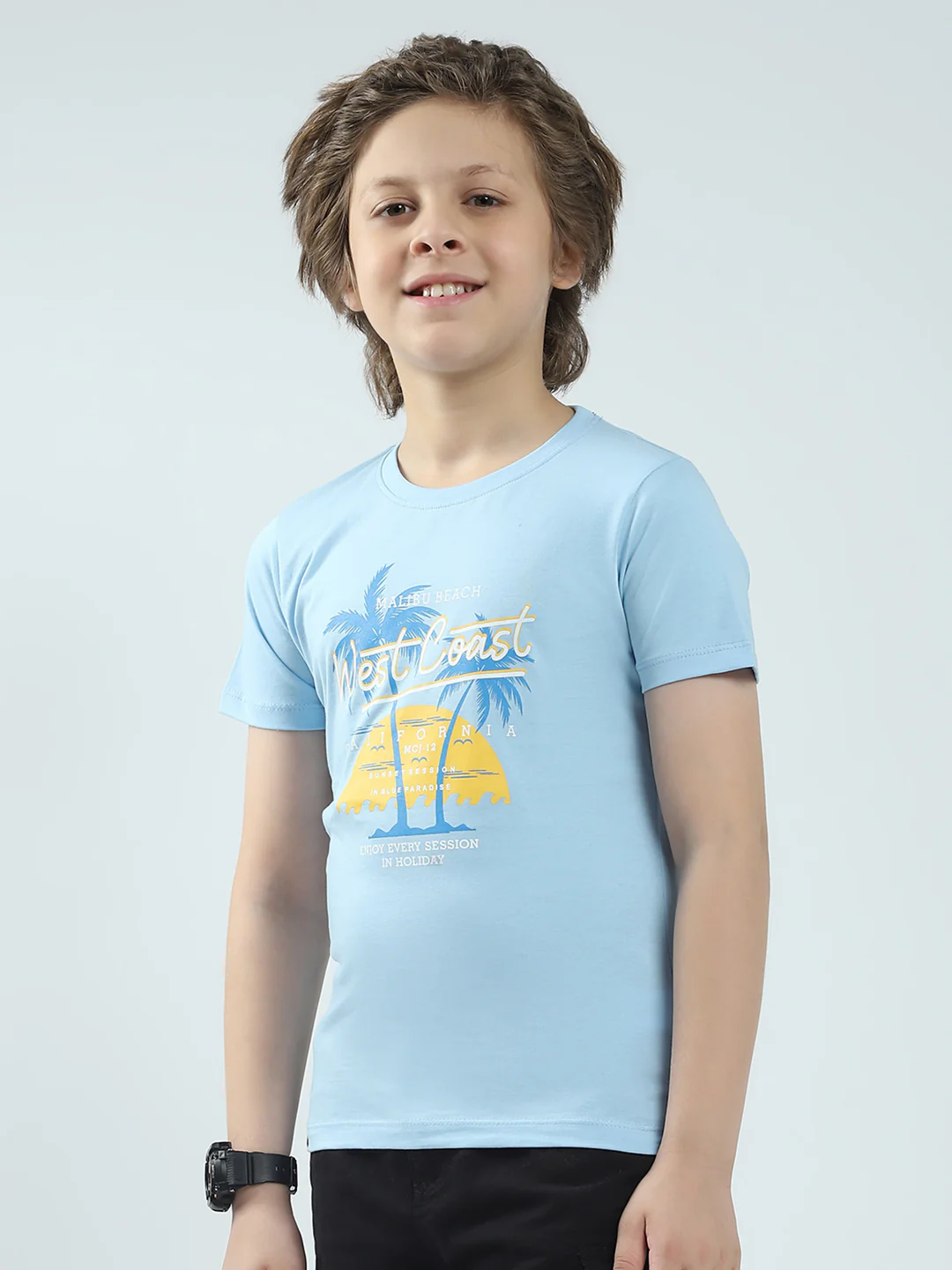 Boys Blue & Orange Printed Round Neck Half Sleeve T-Shirt (Pack of 2) - Image 8