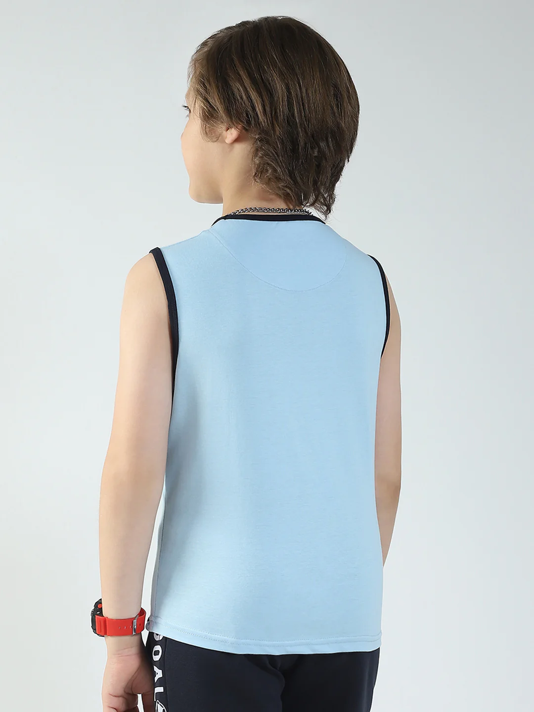 Boys Blue & Orange Printed Round Neck Sleeveless T-Shirt (Pack of 2) - Image 9