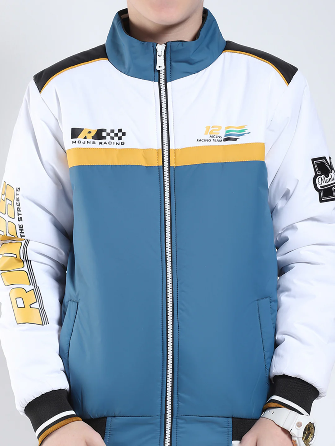 Boys Blue Printed Collar Full Sleeve Boys Jacket - Image 6