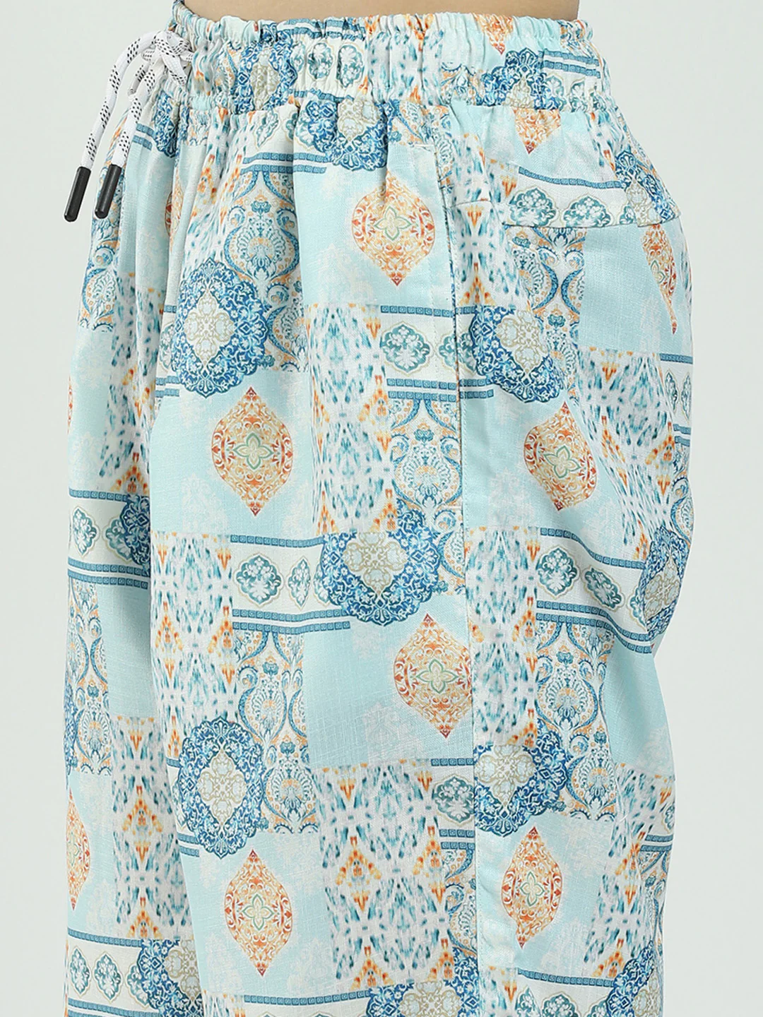 Boys Blue Printed Collar Half Sleeve Cords Set - Image 10